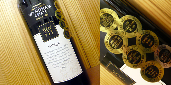 画像: ＢＩＮ５５５[2009]年・ウィンダム・エステート　BIN555 Shiraz 2009 WYNDHAM ESTATE